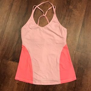 Lululemon tank in light pink and coral